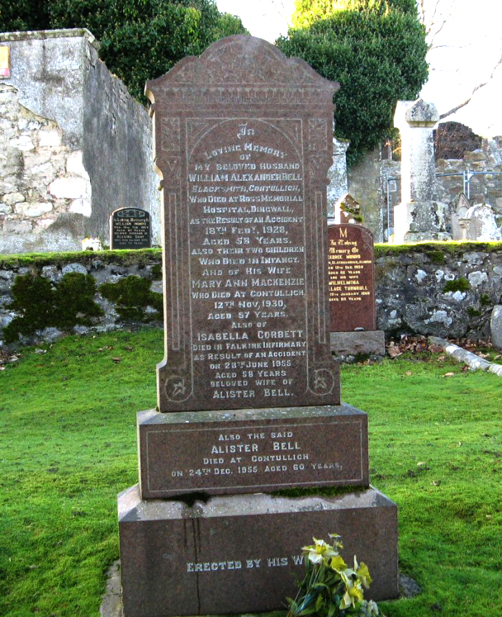 Photo of headstones/William Alexander Bell d 1928 hdstn Alness chyd